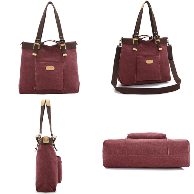 Retro Girl's Multi-function Large Capacity Saddle Bag Shoulder Bag Canvas Handbag