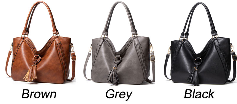 Elegant Weave Tassel Rings Crossbody Bag Satchel Bags Tote Messenger Bag For Women Handle Handbags Hobo Large Capacity Shoulder Bags