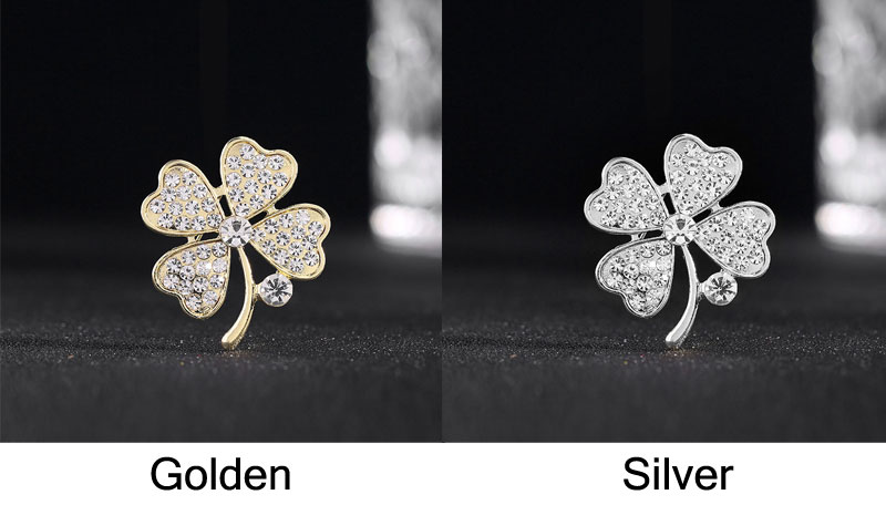 Rhinestone Four Leaf Clover Anti-slip Lapel Pins Accessory Jewelry Gift Corsage Women's Brooch