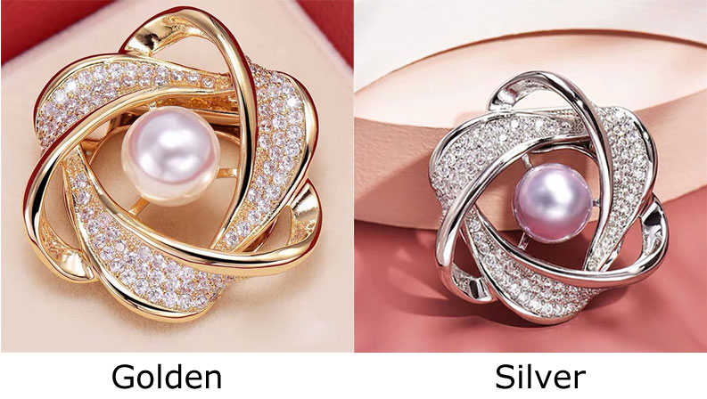 Magic Hollow Spiral Flower Pearl Diamond Pins Scarves Shawl Clip Ribbon Brooch Corsage Accessories Anti-emptied Brooch