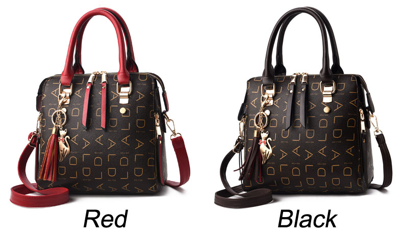 Fashion Letter Print Tassel Cat Decor Crossbody Bag Handle Handbags Messenger Bag For Mom Satchel Bags Tote Shoulder Bags 