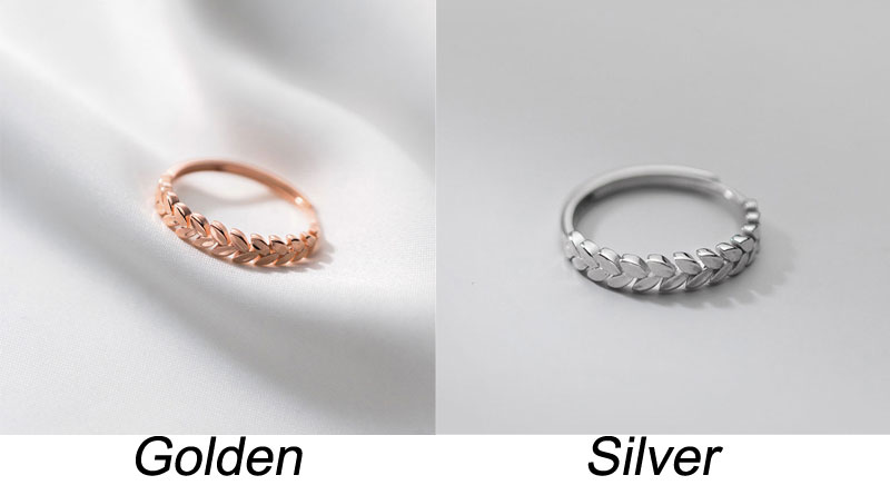 Fresh Ears Of Wheat Leaf Dainty Jewelry Gifts For Women Finger Accessory 925 Silver Knuckle Promise Open Ring