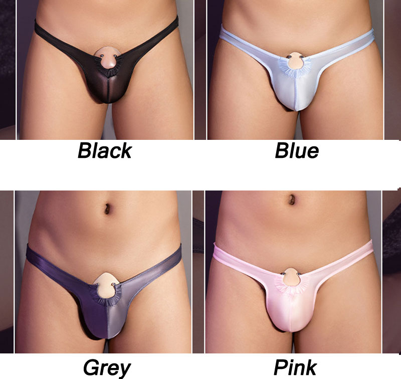 Sexy Exposed Penis Thin Sheer Bulge Pouch Men's Lingerie Sissy Crossdress T-back Low Rise Panty Underwear G-string Underpants