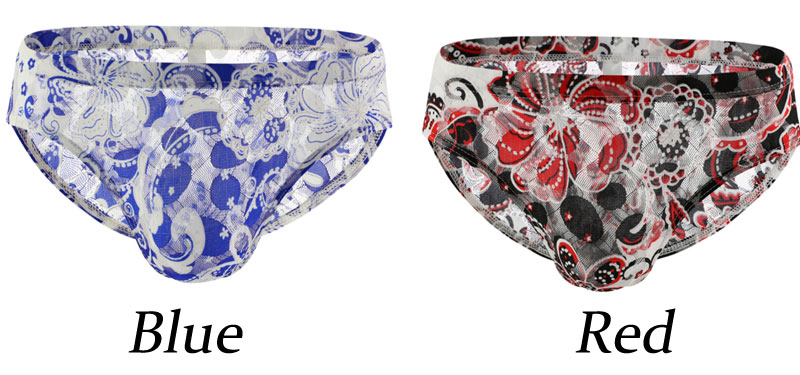 Sexy Floral Sheer Mens Lingerie Trunks Erotic Underwear Sissy Breathable Briefs Breathable Crossdress Underpants