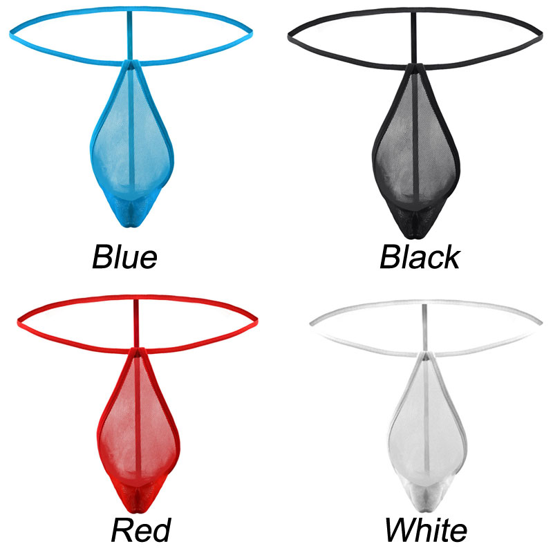 Sexy Sheer Mesh Thin T-Back Briefs Thong Underwear Bulge Pouch Seamless Backless Men's Lingerie Sissy Underpants Briefs