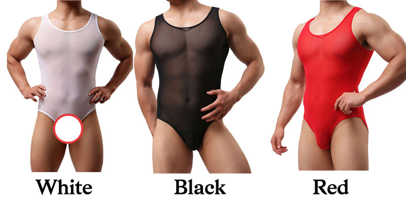 Sexy Mesh Sheer Men's Wrestling One-Piece Singlet Athletic Leotard Briefs Bodysuit Underwear Sissy Bodysuit Men's Lingerie