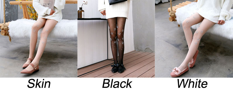Sweet Flower Zircon Mesh Sheer Ultra-Thin Tights Leggings Pantyhose Socks Anti-slip Elastic Women's Stocking Thigh High Stockings