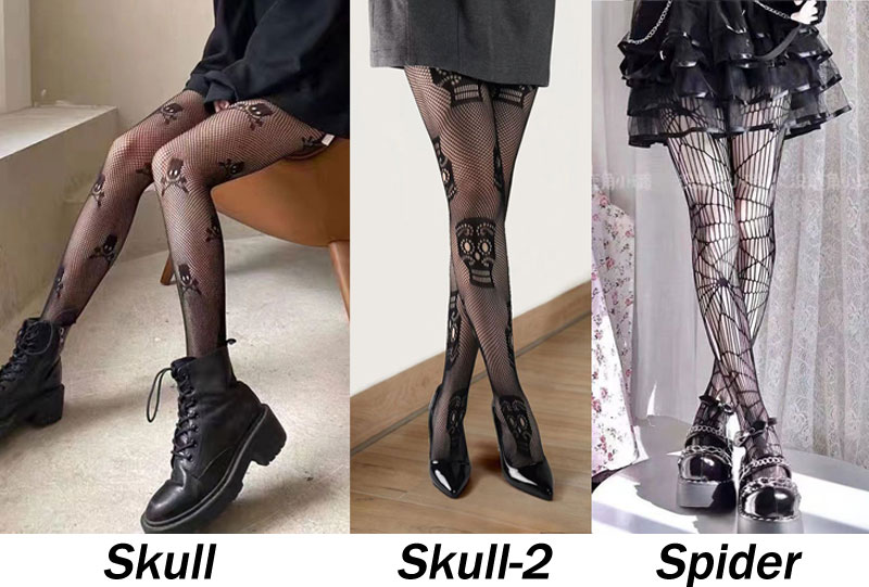 Sexy Punk INS Dark Style Skull Spider Web Sheer Tights Leggings Socks Elastic Stretch Cobweb Women's Stocking Pantyhose