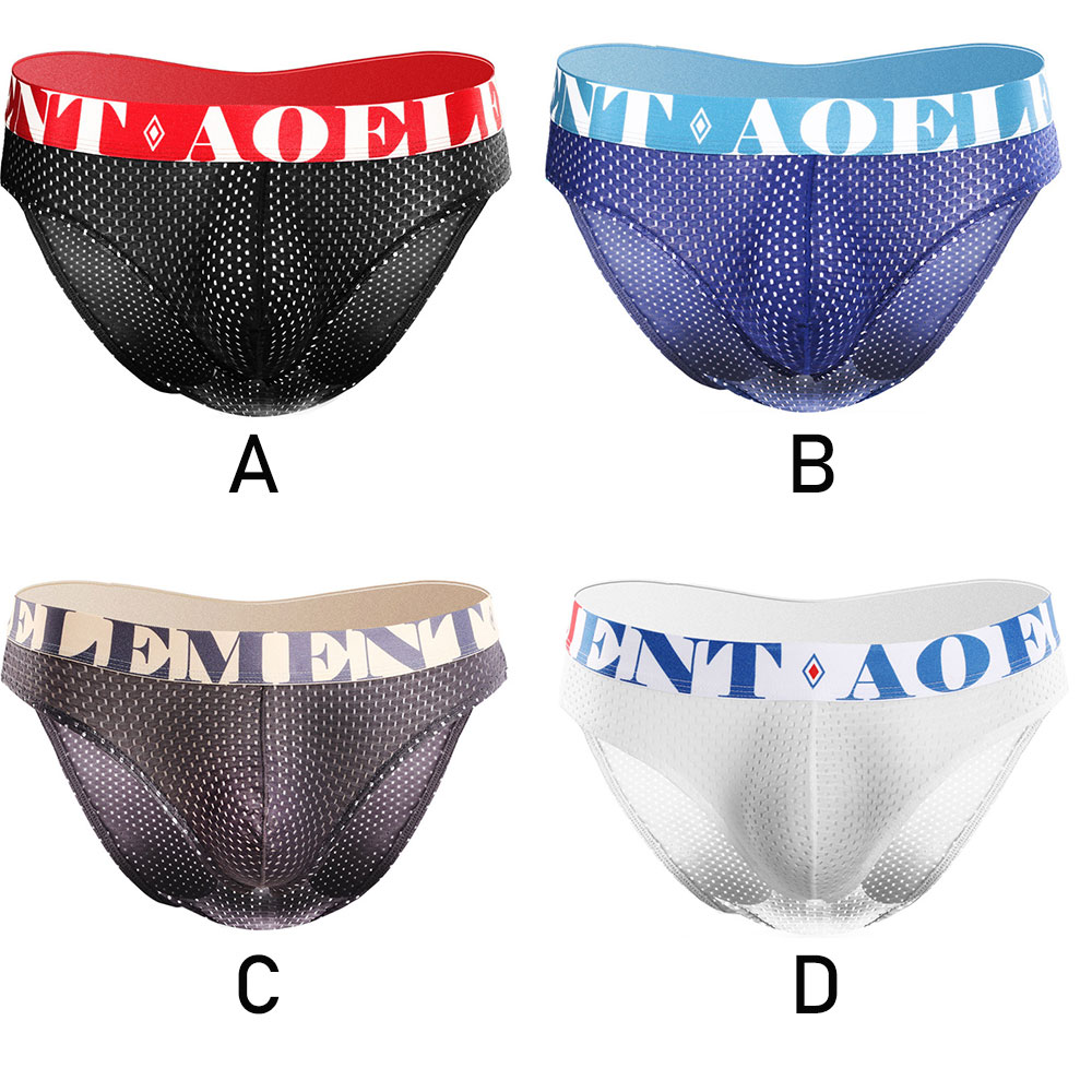 Sexy Men's Breathable Mesh U-Pouch Triangle Sissy Underwear Ice Silk Wide Waistband Summer Triangle Lingerie Fetish Gay Briefs