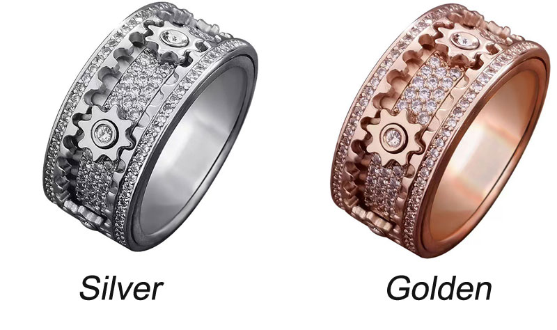 Dainty Gear Mechanical Rotation Diamond Stackable Engagement Jewelry Birthday Gift Promise Rotatable Knuckle Women's Ring