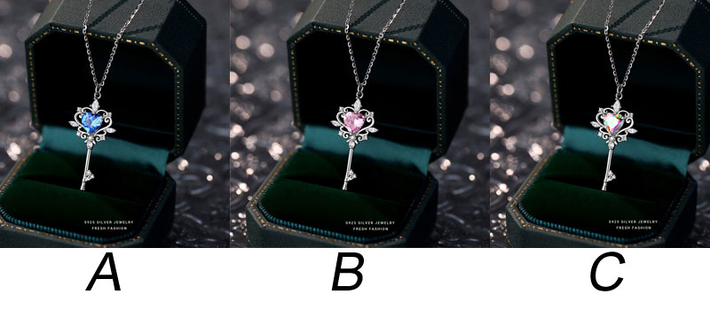 Romantic Key Heart Shape Zirconia Pendant Christmas Gift For Wife Love Her Jewelry Accessory Silver Wedding Diamond Necklace