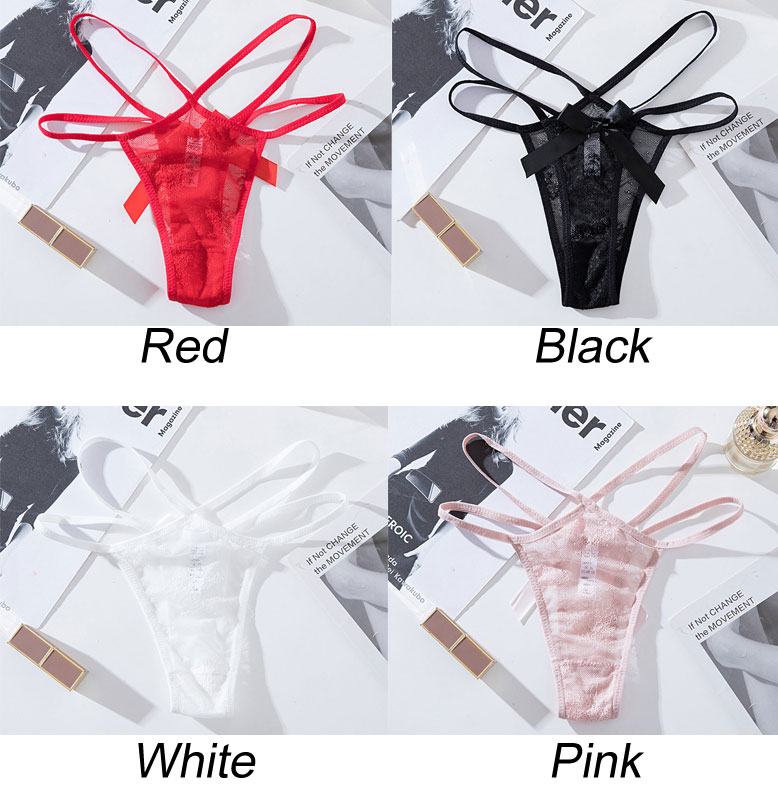 Sexy Bowknot Lace Panties Slutty Briefs Lingerie Cross Straps Women's Underwear Seamless Invisible Underpants Low Rise Thong