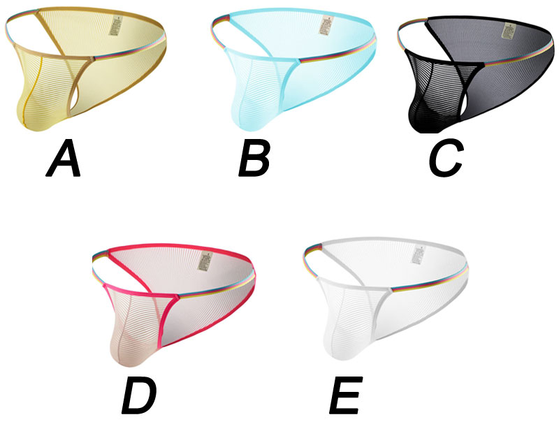 Sexy Stripe Erotic Breathable Transparent Super Thin Men's Panty Sissy Crossdress Lingerie Underpants Gay Thin Brief G-string T-back Thong