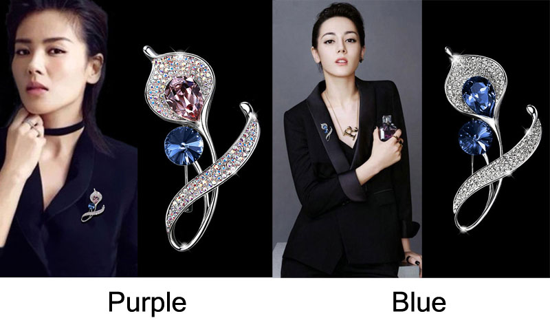 Blue Diamond Rhinestone Crystal Lapel Pins Accessory Jewelry Gift For Women Corsage Anti-slip Brooch