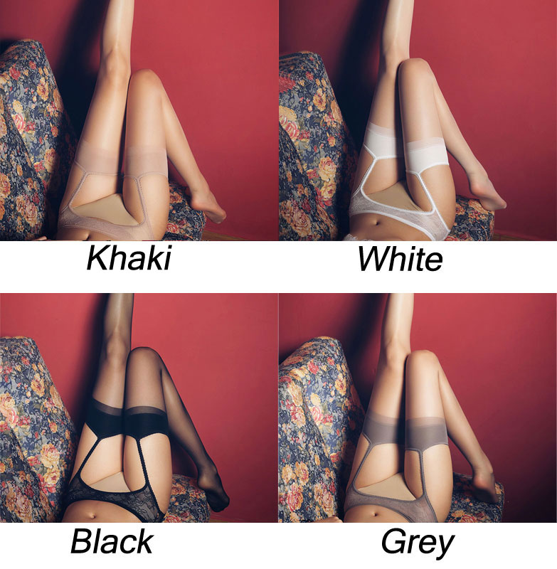 Sexy High Rise Garter Belt Thin Transparent Crotchless Tights Pantyhose Lingerie Hosiery Elastic Socks Women's Stocking 