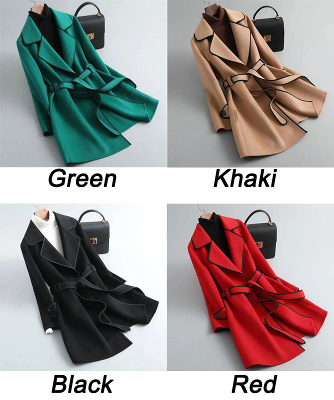 Winter Mid-Long Outfits Notch Lapel Outwear Women's Clothes Overcoat Windbreaker Quilted Peacoat Trench Coat