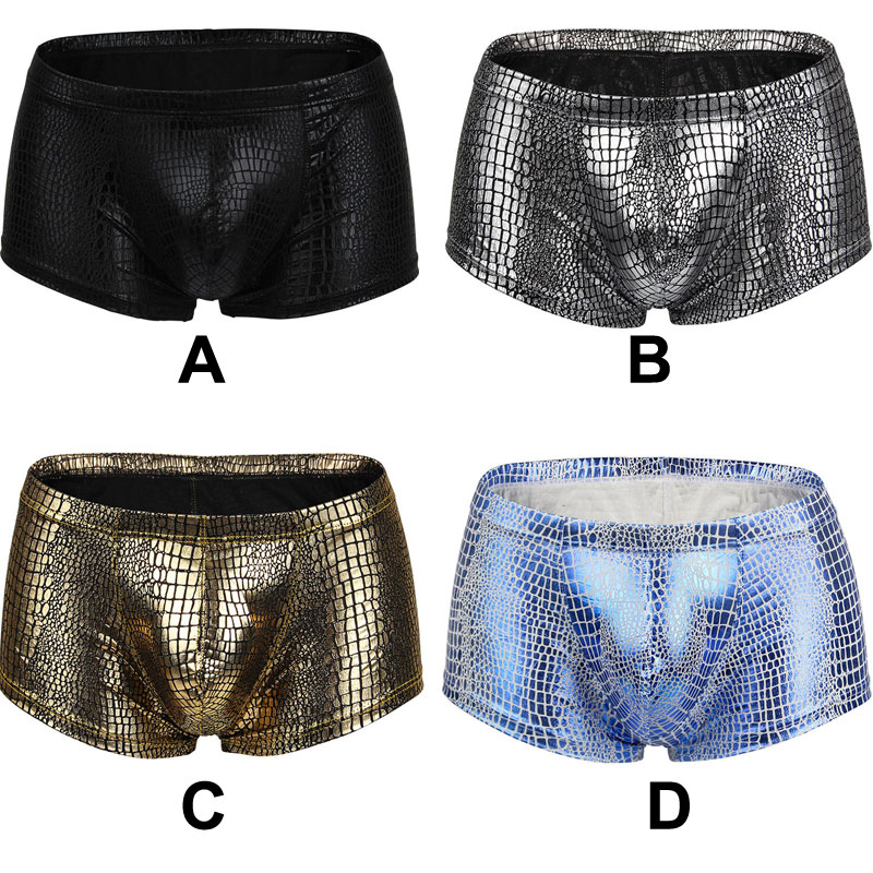 Sexy Nightclub Bar Performance Snakeskin Uniform Panty Athletic Supporter Erotic Clubwear Men's Lingerie Boxers Briefs