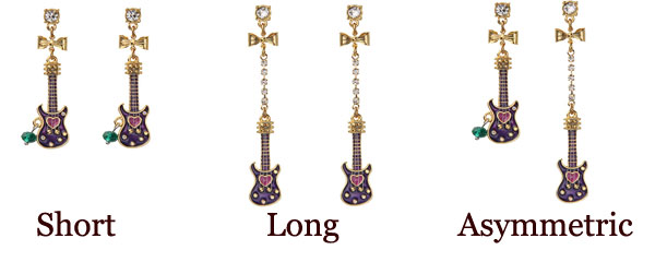 Classic Bowknot Rhinestone Asymmetric Guitar Ear drop