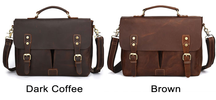 Vintage Double Buckle Messenger Bag Large Original Handmade Leather Handbag Shoulder Bag