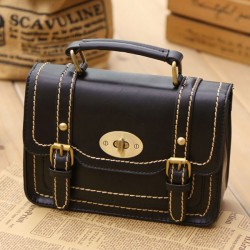 Retro Buckle Leather Messenger Bag Shoulder Bag