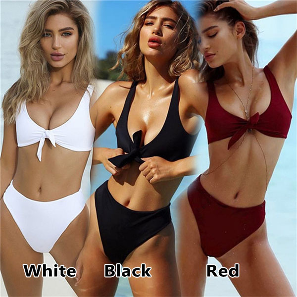 New Front Chest Bow Swimsuit Simple Sexy Women's Bikini 