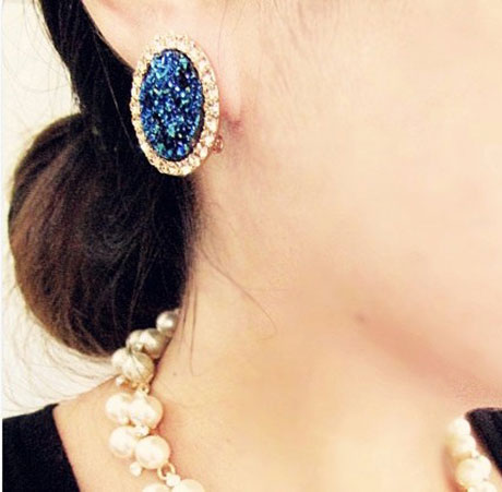 Square Shell Diamond Party Stud Earrings