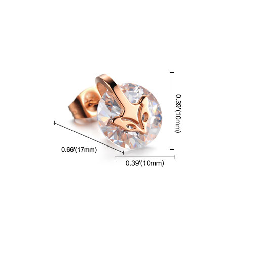Rose Gold Plated Fox Zircon Pendant Necklace/Stud Earrings