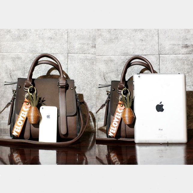 Retro Frosted Belt Large Capacity Handbag Splicing PU Shoulder Bag