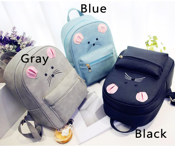 Cute Little Mouse Cartoon Rucksack PU Schoolbag Animal Backpack Gift Clutch