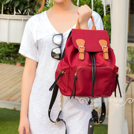 Unique Girl's Splicing Belts Pure Colored Waterproof Student Backpack Oxford School Backpack