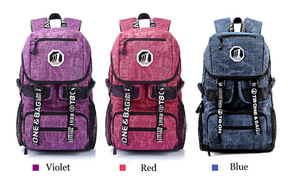 Floral Print Canvas Travel Bag Schoolbag Backpack