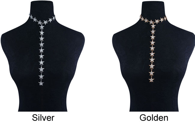 Fashion Long Diamond Star Chain Personality Women Necklace
